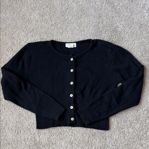 Bonnie Jean Black Cardigan with Button Detail | Size 12 (Girl) | 100% Cotton